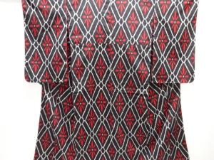 大正ロマン　花菱模様織り出しお召着物